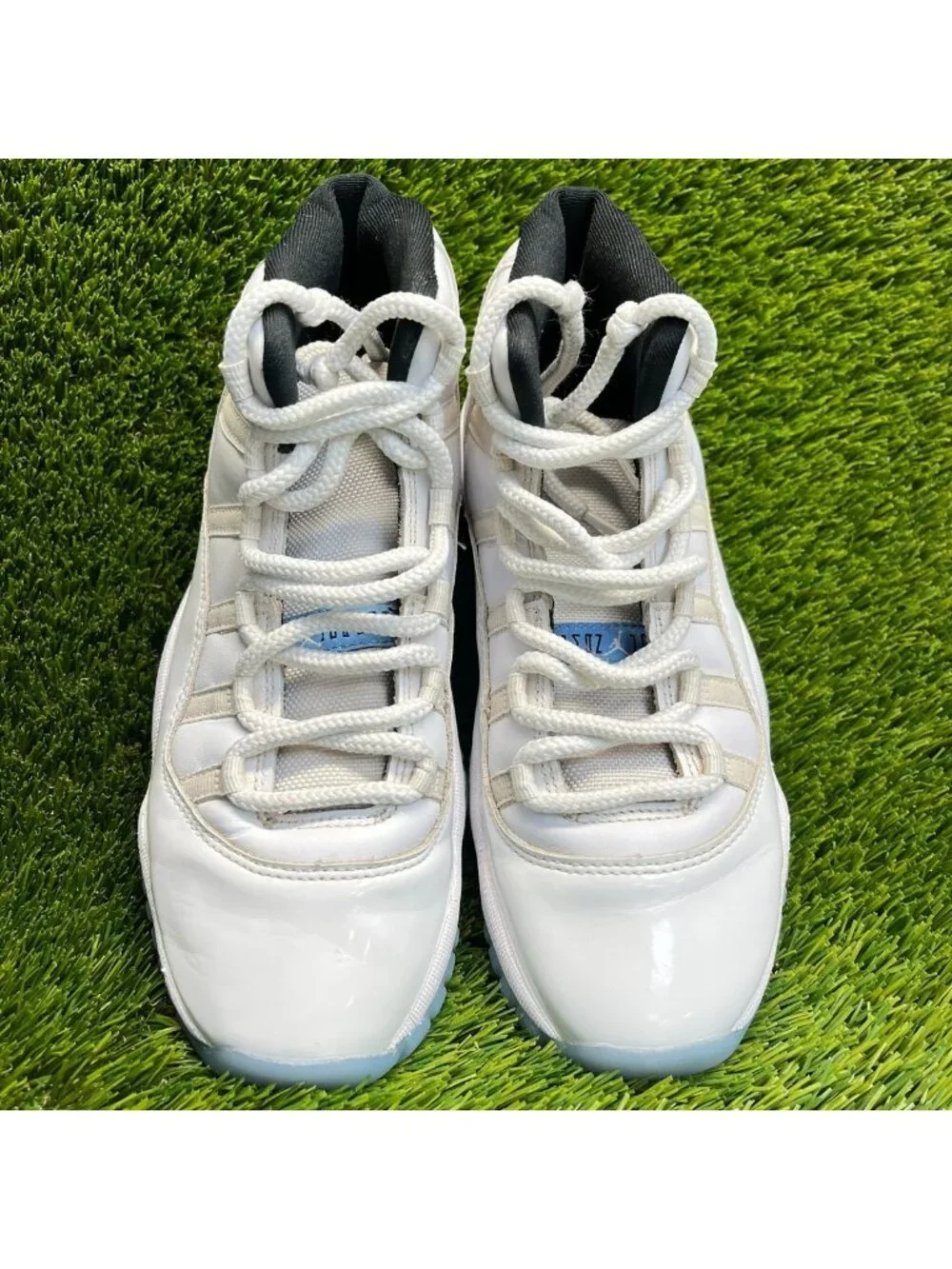 Nike Air Jordan 11 Retro Boys Size 6Y White Blue Athletic Leather Shoes Sneakers